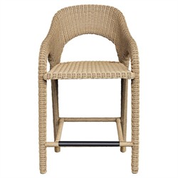 Kaela Coastal Beach Brown Woven Wicker Outdoor Counter Stool|
