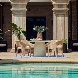 Kaela Coastal Beach Brown Woven Wicker Outdoor Dining Arm Chair|