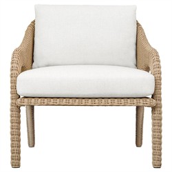 Kaela Coastal Beach Brown Woven Wicker Outdoor Lounge Chair|