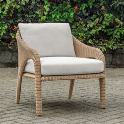 Kaela Coastal Beach Brown Woven Wicker Outdoor Lounge Chair|