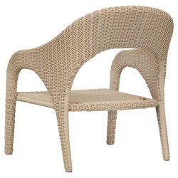 Kaela Coastal Beach Brown Woven Wicker Outdoor Lounge Chair|