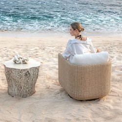 Jasper Coastal Beach White Tree Concrete Round Outdoor Side Table|