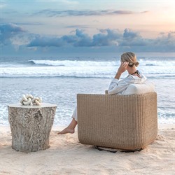 Jasper Coastal Beach White Tree Concrete Round Outdoor Side Table|