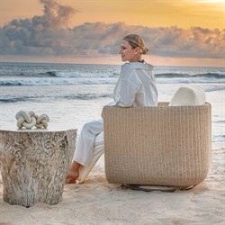 Jasper Coastal Beach White Tree Concrete Round Outdoor Side Table|