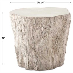 Jasper Coastal Beach White Tree Concrete Round Outdoor Side Table|