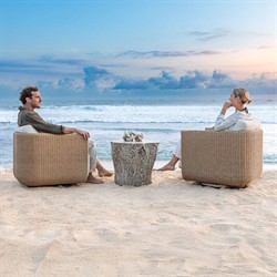 Jasper Coastal Beach White Tree Concrete Round Outdoor Side Table|