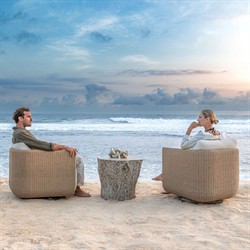 Jasper Coastal Beach White Tree Concrete Round Outdoor Side Table|