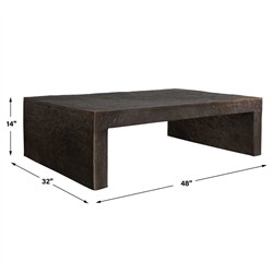 Aubrey Modern Classic Dark Bronze Aluminum Rectangular Outdoor Coffee Table|