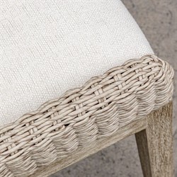 Amalfi Coastal Beach Grey Mahogany Wood Woven Wicker Outdoor Dining Chair|