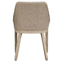 Amalfi Coastal Beach Grey Mahogany Wood Woven Wicker Outdoor Dining Chair|