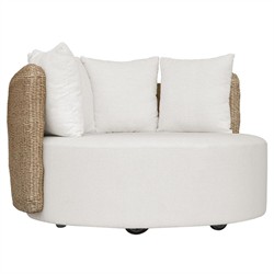 Sunny Coastal Beach Brown Woven Wicker Outdoor Swivel Day Bed|