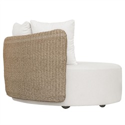 Sunny Coastal Beach Brown Woven Wicker Outdoor Swivel Day Bed|