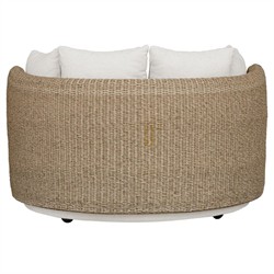 Sunny Coastal Beach Brown Woven Wicker Outdoor Swivel Day Bed|
