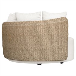 Sunny Coastal Beach Brown Woven Wicker Outdoor Swivel Day Bed|