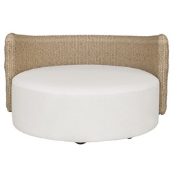 Sunny Coastal Beach Brown Woven Wicker Outdoor Swivel Day Bed|