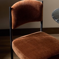 Bellaire Modern Classic Rust Velvet Black Iron Dining Chair|