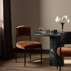 Bellaire Modern Classic Rust Velvet Black Iron Dining Chair|
