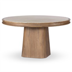 Bourne Modern Classic Beige Travertine Round Pedestal Dining Table - 55"|