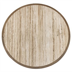 Bourne Modern Classic Beige Travertine Round Pedestal Dining Table - 55"|