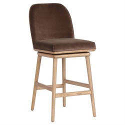 Camden Modern Classic Dark Brown Velvet Performance Swivel Counter Stool |