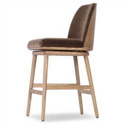 Camden Modern Classic Dark Brown Velvet Performance Swivel Counter Stool |