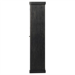 Leopold Rustic Lodge Black Wood Fluted Glass Cabinet|