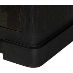 Leopold Rustic Lodge Black Wood Fluted Glass Cabinet|