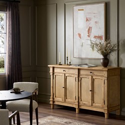 Marjorie Updated Traditional Distressed Bleached Wood Sideboard|