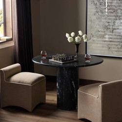 Oric Modern Classic Black Marble Round Bistro Table - 42"|