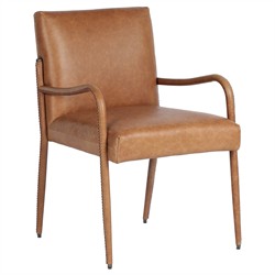 Quill Modern Classic Brown Leather Dining Arm Chair|