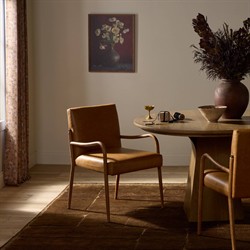 Quill Modern Classic Brown Leather Dining Arm Chair|