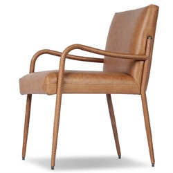 Quill Modern Classic Brown Leather Dining Arm Chair|