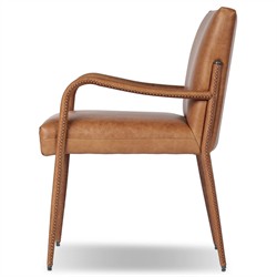 Quill Modern Classic Brown Leather Dining Arm Chair|