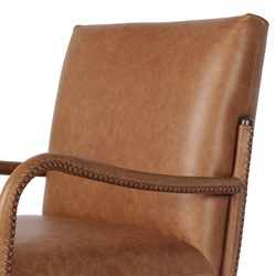 Quill Modern Classic Brown Leather Dining Arm Chair|