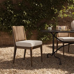 Russ Coastal Beach Toasted Brown Teak Outdoor Dining Chair|