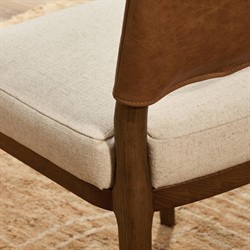 Ryver Modern Classic Brown Leather Beige Performance Dining Chair|