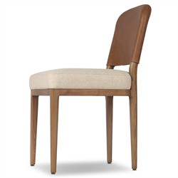 Ryver Modern Classic Brown Leather Beige Performance Dining Chair|