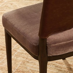 Ryver Modern Classic Brown Velvet Leather Dining Chair|