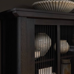 Tuscola Rustic Lodge Smoked Black Oak Wood Cabinet|