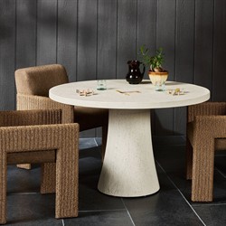 Varda Modern Classic Cream Concrete Round Outdoor Dining Table - 48"|