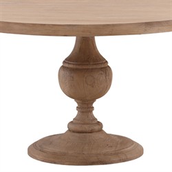 Saphiel Updated Traditional Natural Mango Wood Round Dining Table - 54"|