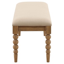 Calypso Updated Traditional Beige Upholstered Natural Oak Bedroom Bench|
