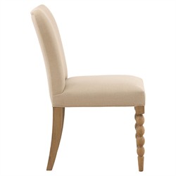 Calypso Updated Traditional Beige Upholstered Natural Oak Dining Chair - Set of 2|