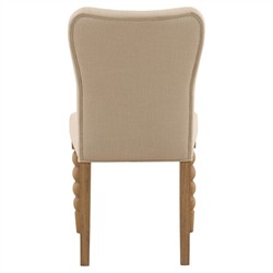 Calypso Updated Traditional Beige Upholstered Natural Oak Dining Chair - Set of 2|
