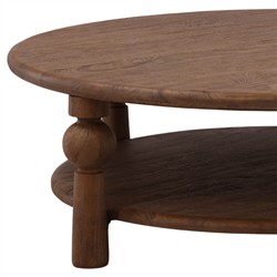 Zachary Updated Traditional Brown Mango Wood Round Coffee Table|