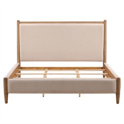 Luna Modern Classic Cream Boucle Natural Wood Bed - Queen|