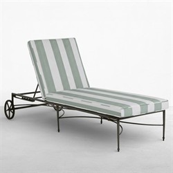Roma Cabana Mist Stripe Sunbrella Slate Grey Aluminum Outdoor Chaise Lounge|