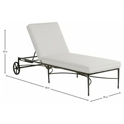 Roma Bali Pearl Upholstered Slate Grey Aluminum Outdoor Chaise Lounge|