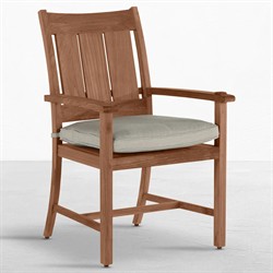 Croquet Coastal Natural Teak Grey Sunbrella Outdoor Dining Arm Chair|