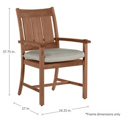 Croquet Coastal Natural Teak Grey Sunbrella Outdoor Dining Arm Chair|
